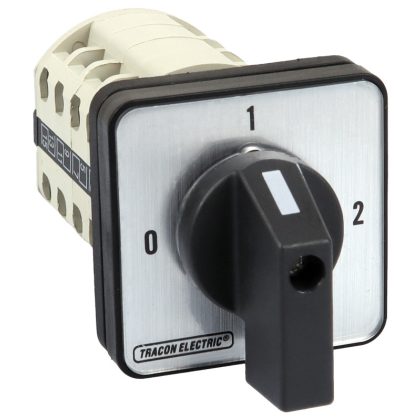 TRACON TKB-259/4 Választókapcsoló, 0-1-2 400V, 50Hz, 25A, 2×4P, 7,5kW, 48×48mm, 90°