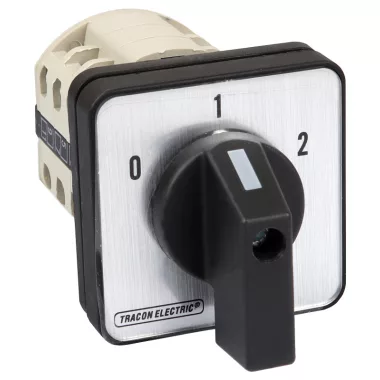 TRACON TKB-326/3 Választókapcsoló, 0-1-2 400V, 50Hz, 32A, 2×3P, 11kW, 64×64mm, 60°