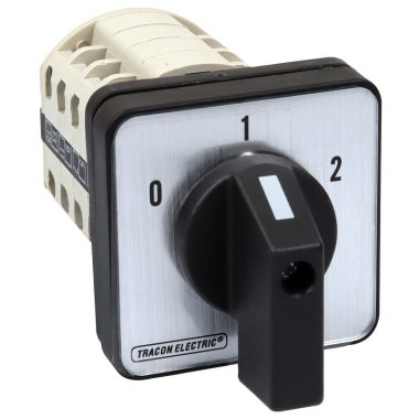 TRACON TKB-326/4 Választókapcsoló, 0-1-2 400V, 50Hz, 32A, 2×4P, 11kW, 64×64mm, 60°