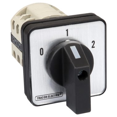 TRACON TKB-636/3 Választókapcsoló, 0-1-2 400V, 50Hz, 63A, 2×3P, 18,5kW, 64×64mm, 90°