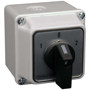 TRACON TKM-20/NT Tokozott közvetlen irányváltó motorkapcsoló, 1-0-2 400V, 50Hz, 20A, 5,5kW, 48×48mm, IP44