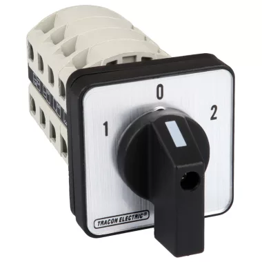 TRACON TKV-126/4 Választókapcsoló, 1-0-2 400V, 50Hz, 125A, 2×4P, 30kW, 88×88mm, 60°