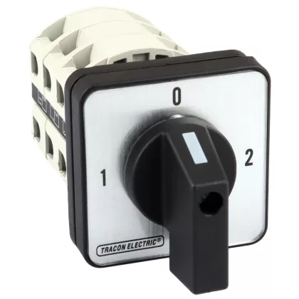   TRACON TKV-129/3 Választókapcsoló, 1-0-2 400V, 50Hz, 125A, 2×3P, 30kW, 88×88mm, 90°