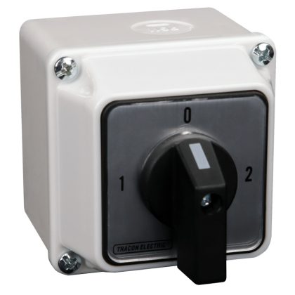 TRACON TKV-209/3T65 Tokozott választókapcsoló, 1-0-2 400V, 50Hz, 20A, 2×3P, 5,5kW, 48×48mm