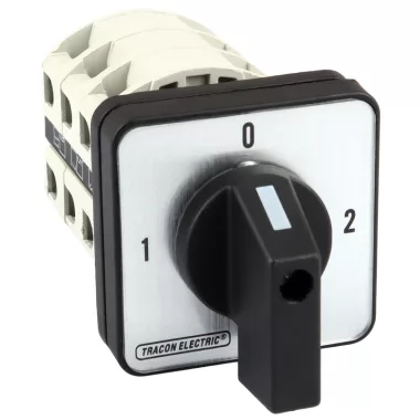 TRACON TKV-259/3 Választókapcsoló, 1-0-2 400V, 50Hz, 25A, 2×3P, 7,5kW, 48×48mm, 90°