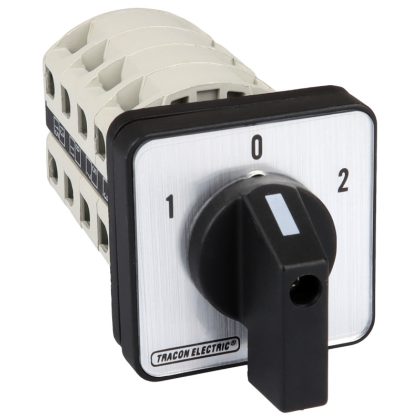   TRACON TKV-326/4 Választókapcsoló, 1-0-2 400V, 50Hz, 32A, 2×4P, 11kW, 64×64mm, 60°