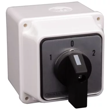 TRACON TKV-326/4T65 Tokozott választókapcsoló, 1-0-2 400V, 50Hz, 32A, 2×4P, 11kW, 64×64mm, 60°, IP65