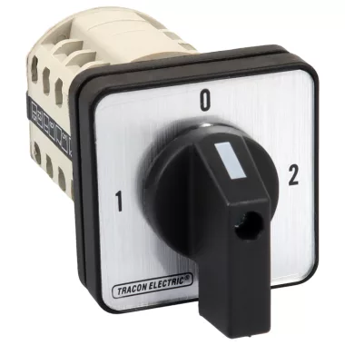 TRACON TKV-639/4 Választókapcsoló, 1-0-2 400V, 50Hz, 63A, 2×4P, 18,5kW, 64×64mm, 90°