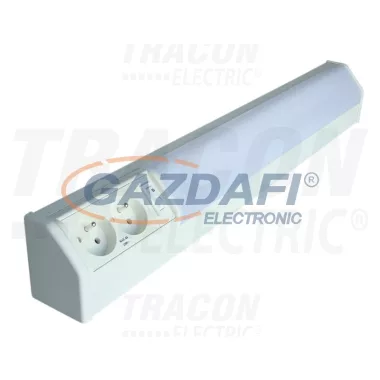 TRACON TLFL-15F Fénycsöves lámpatest dupla csapos dugaszolóaljzattal 230V, 50Hz, T8, G13, 15W, 10A, EEI=A