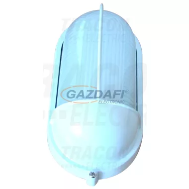 TRACON TLH-04FFW Fém hajólámpa, ovális, fehér, félig takart, függőleges 230V, 50Hz, E27, max.60W, IP44, EEI=A++, A+, A, B, C, D, E