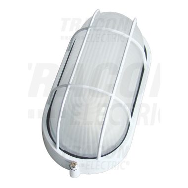 TRACON TLH-04W Fém hajólámpa, ovális, fehér, rácsos 230V, 50Hz, E27, max.60W, IP44, EEI=A++, A+, A, B, C, D, E
