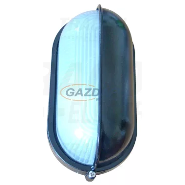 TRACON TLH-14F Fém hajólámpa, ovális, fekete, félig takart, vízszintes 230V, 50Hz, E27, max.100W, IP44, EEI=A++, A+, A, B, C, D, E