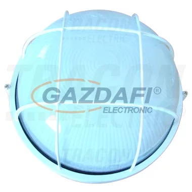 TRACON TLH-15W Fém hajólámpa, kerek, fehér, rácsos 230V, 50Hz, E27, max.100W, IP44, EEI=A++, A+, A, B, C, D, E