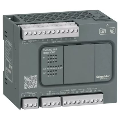   SCHNEIDER TM200C16R Modicon M200 Easy PLC, 16 I/O1xRS485, relés kimenet, 230 VAC