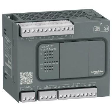 SCHNEIDER TM200C16T Modicon M200 Easy PLC, 16 I/O1xRS485, tranzisztoros kimenet (source), 24 VDC