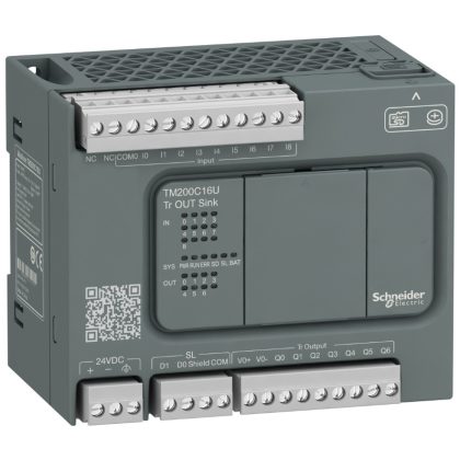   SCHNEIDER TM200C16U Modicon M200 Easy PLC, 16 I/O1xRS485, tranzisztoros kimenet (sink), 24 VDC