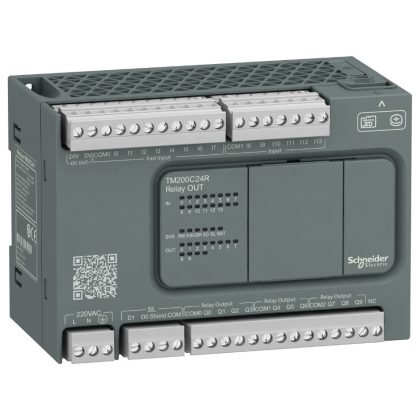   SCHNEIDER TM200C24R Modicon M200 Easy PLC, 24 I/O1xRS485, relés kimenet, 230 VAC