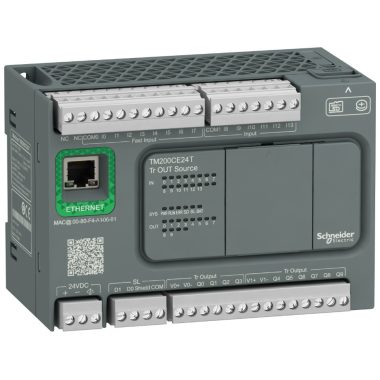 SCHNEIDER TM200CE24T Modicon M200 Easy PLC, 24 I/O1xRS485, 1xEthernet, tranzisztoros kimenet (source), 24 VDC