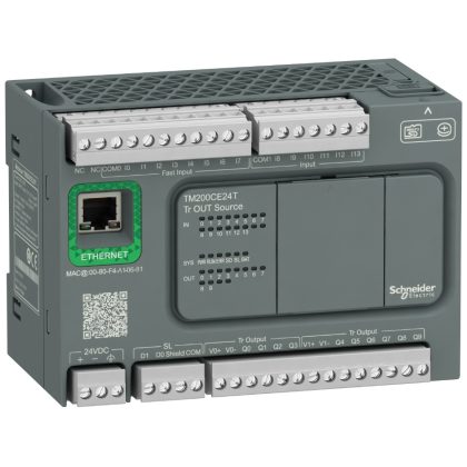   SCHNEIDER TM200CE24T Modicon M200 Easy PLC, 24 I/O1xRS485, 1xEthernet, tranzisztoros kimenet (source), 24 VDC