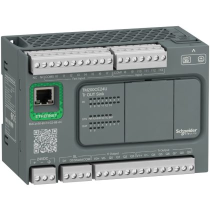   SCHNEIDER TM200CE24U Modicon M200 Easy PLC, 24 I/O1xRS485, 1xEthernet, tranzisztoros kimenet (sink), 24 VDC