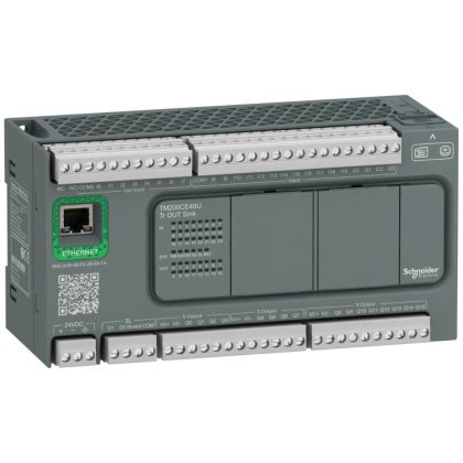   SCHNEIDER TM200CE40U Modicon M200 Easy PLC, 40 I/O1xRS485, 1xEthernet, tranzisztoros kimenet (sink), 24 VDC