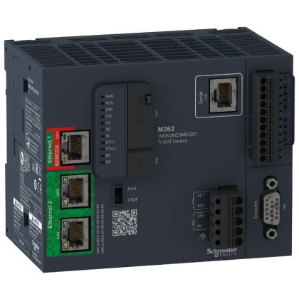   SCHNEIDER TM262M25MESS8T Modicon M262 mozgásvezérlő PLC, 8 I/O, 1 incr/SSI enkóder be, max. 8 tengely, 1xSercos, 2xEth/IP, 1xRS232/RS485