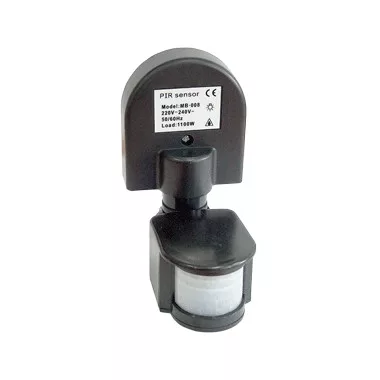 TRACON TMB-008F Mozgásérzékelő, fekete 230V, 120°, 5 s-7min, IP44