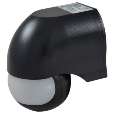 TRACON TMB-112F Mozgásérzékelő, infra falra, fekete 230V, 50Hz, 180°, max. 12 m, 10s-15min, 3-2000lux, IP44