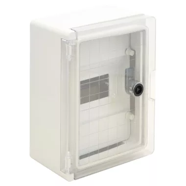 TRACON TME282113MT Műanyag elosztószekrény maszkos átlátszó ajtóval 1x8mod, HxWxD=280x210x130mm, IP65, IK10, 1000V AC/DC