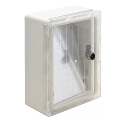   TRACON TME332513T Műanyag elosztószekrény átlátszó ajtóval H×W×D=330×250×130mm, IP65, IK08, 1000V AC/DC, RAL7035
