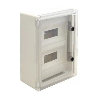 TRACON TME403017MT Műanyag elosztószekrény maszkos átlátszó ajtóval 2×12 mod, H×W×D=400×300×165mm, IP65, IK08, 1000V AC/DC