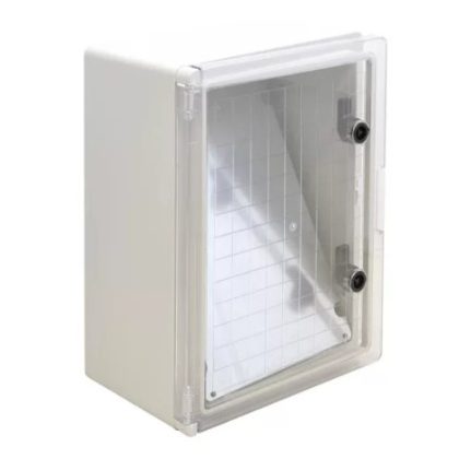   TRACON TME403020T Műanyag elosztószekrény átlátszó ajtóval H×W×D=400×300×195mm, IP65, IK08, 1000V AC/DC, RAL7035
