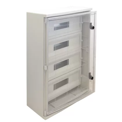   TRACON TME705025MT Műanyag elosztószekrény maszkos átlátszó ajtóval 4x22 mod, HxWxD=700x500x245mm, IP65, IK10, 1000V AC/DC