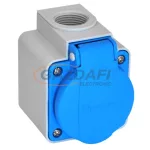   TP Electric 3101-410-0900 Felületre építhető műanyag dugalj csapfedeles kék 16A csavaros bekötéssel (IP44)
