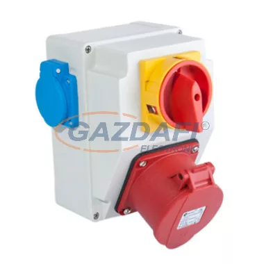 TP Electric 3317-002-7001H Üres ipari doboz 120×170mm IP44 aljzat 5x32A (75x75)x1+kapcsoló+kék dugalj 2
