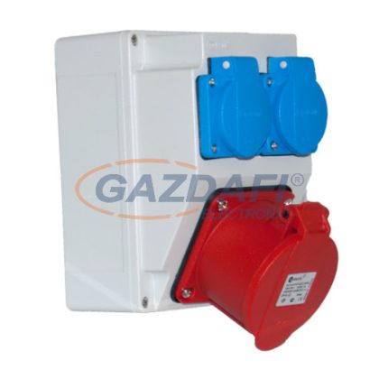   TP Electric 3317-200-7000H Üres ipari doboz 120×170mm IP44 3 fázisú (75x75) aljzat 5x32A 1db+1 fázisú kék aljzat 2 db