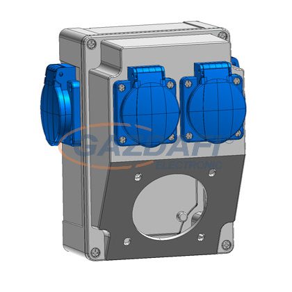   TP Electric 3317-202-1112 Üres ipari doboz 120×170mm fúrt 3 fázisú (75x75) aljzathoz+1 fázisú kék aljzat 4 db