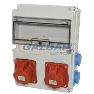 TP Electric 3320-004-5500 Ipari doboz szerelt 220x300 2x(5P16A)+4x(2P+F)oldalsó IP44
