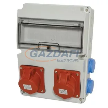 TP Electric 3320-004-7700 Ipari doboz szerelt 220×300 2×(5P32A) +4×(2P+F) oldalsó