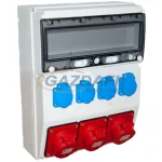   TP Electric 3360-400-0703HH Ipari doboz szerelt 300x400mm, IP54, 3x(5P32A) + 4x(2P+F), gyorscsatlakozós aljzatokkal