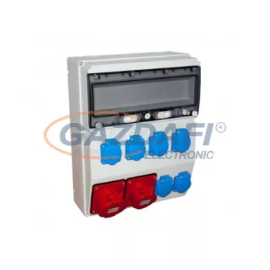 TP Electric 3360-600-0502HH Ipari doboz szerelt 300x400mm, IP54, 2x(5P16A) + 6x(2P+F), gyorscsatlakozós aljzatokkal