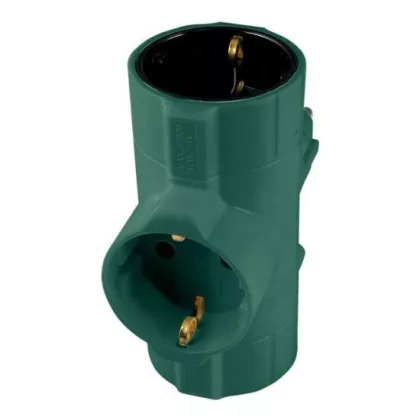   HOME TPF-26/GR Hálózati T elosztó gyermekvédelemmel, zöld