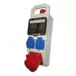   TR-361 Ipari elosztó 5 modulos vizsgálati ablakkal, 1db 16A 5P és 2db 250V 2P + F aljzat