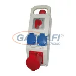   TR-370 Ipari elosztó 0-1 kapcsolóval, 1db 32A 5P és 2db 250V 2P + F aljzat + 0-1 kapcsoló