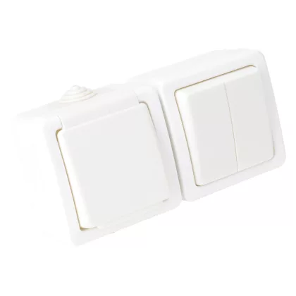   TRACON TR-PH09 Falon kívüli 2-áramkörös kapcsoló+csatlakozóaljzat 16A/250VAC, IP54, (105)