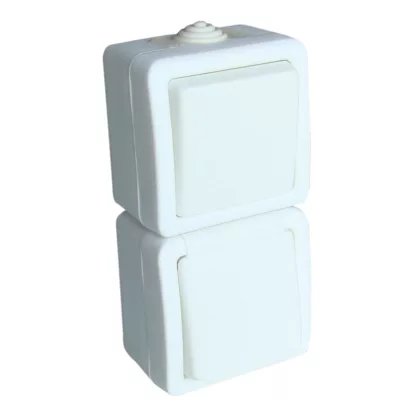   TRACON TR-PHF03 Falon kívüli egy áramkörös kapcsoló+csatl.aljzat, vízszintes 16A/250VAC, IP54, (101)
