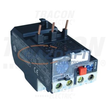 TRACON TR2HD1312 Termikus túláramvédelmi relé TR1D segédkontaktorokhoz 690V, 0-400Hz, 5,5-8A, 1×NC+1×NO