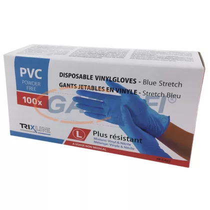 Gumikesztyű latexmentes, kék, L-es méret raktárról!