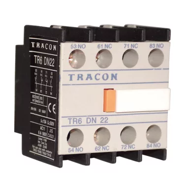 TRACON TR6DN13 Homlokoldali segédérintkező TR1D/F és TR1E kontaktorokhoz 230V, 50Hz, 2A, 3×NC+1×NO