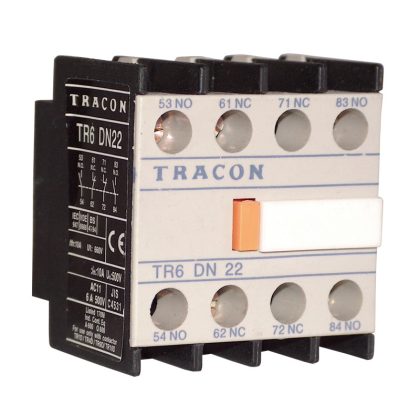   TRACON TR6DN40 Homlokoldali segédérintkező TR1D/F és TR1E kontaktorokhoz 230V, 50Hz, 2A, 4×NO